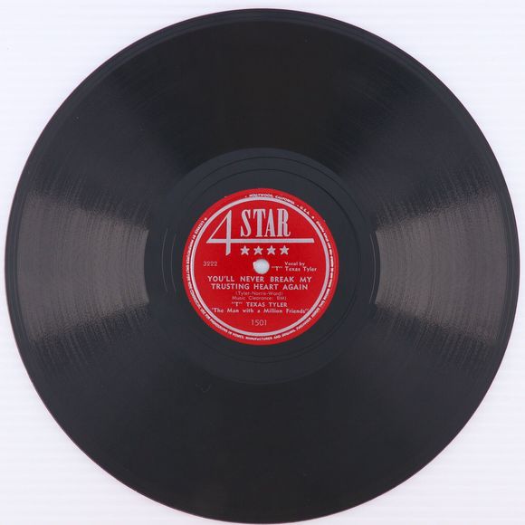 T Texas Tyler, Wrong Side Of Town /You'll Never Break 1950 10" 78 pm Record 1501 - Picture 4 of 16
